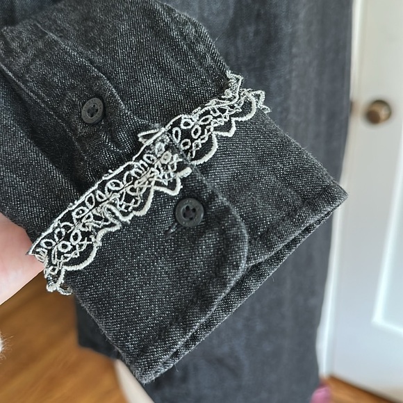 POLO RALPH LAUREN Black Denim Long Sleeve Shirt Lace Cowgirl Western Size 4 - Picture 10 of 13